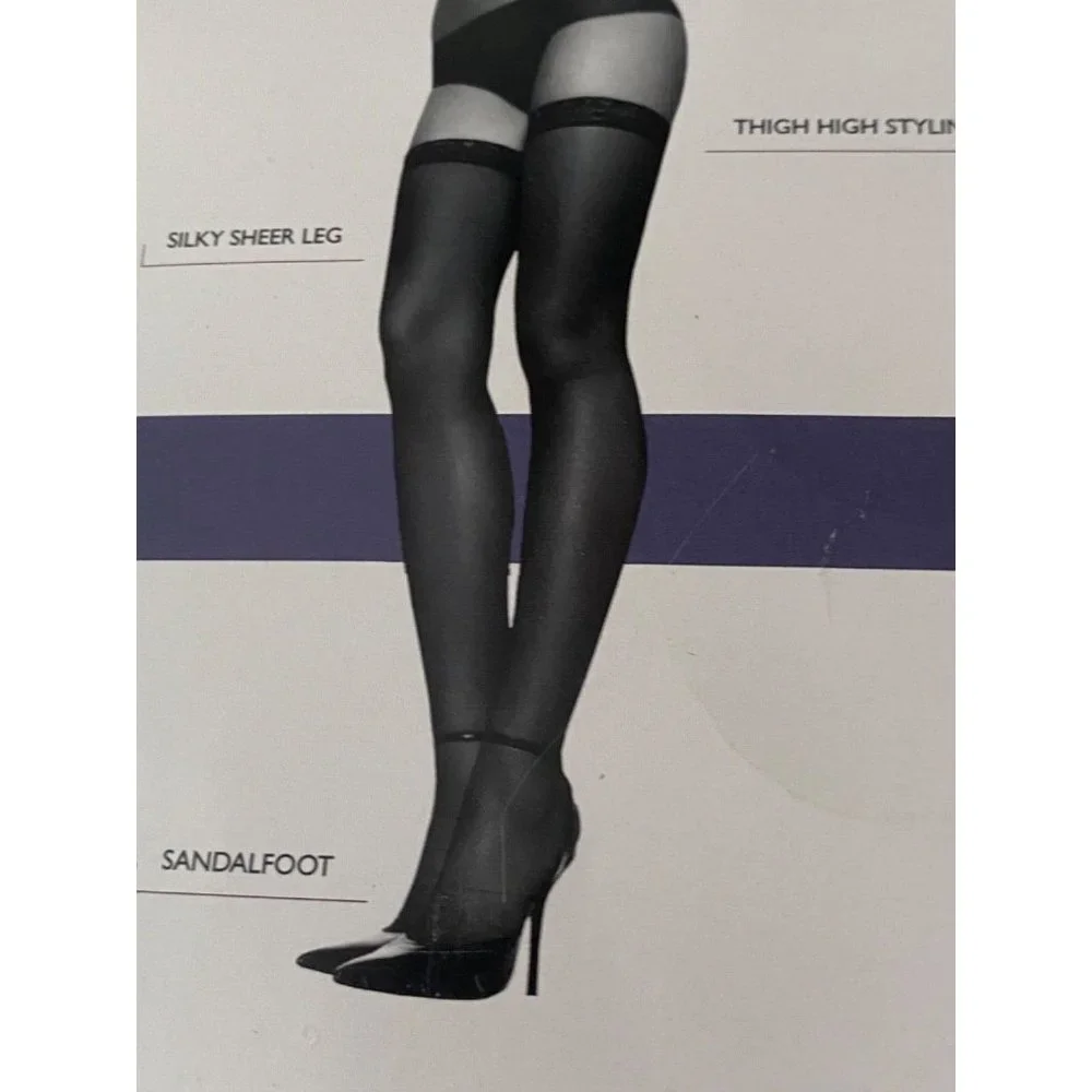 Hanes Silk Reflections Silky Sheer‎ Thigh Highs Sandalfoot Size AB Little Color